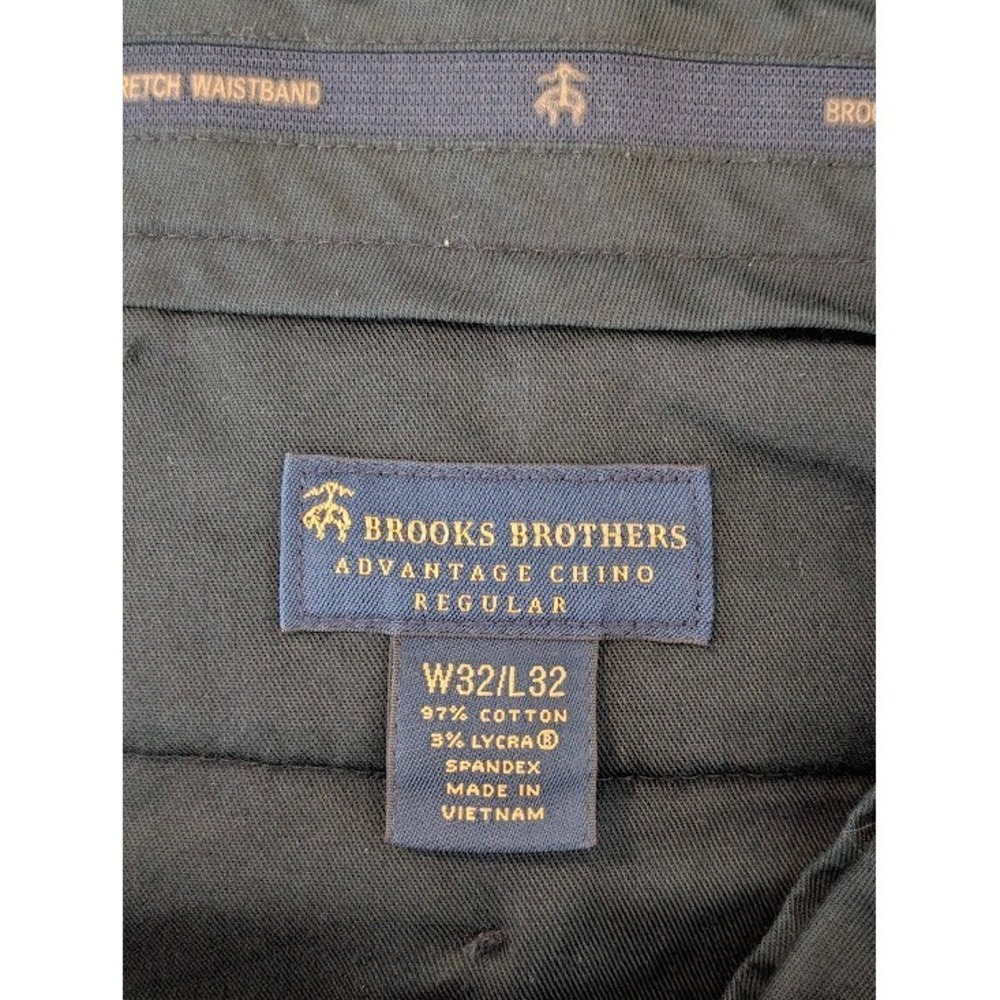 Brooks Brothers Chinos Mens 32x32 Black Advantage Stretch Pants Straight Flat - Picture 7 of 8
